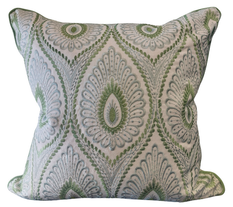 Magnolia Green Embroidered Cushion 55x55cm