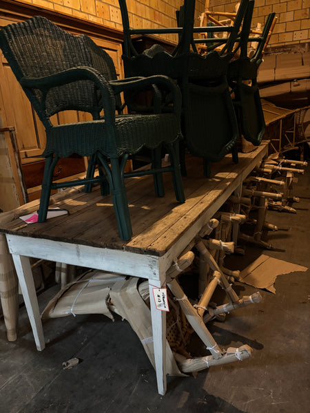 Antique Long Pine Topped French Table