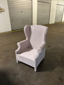 Pink Rose Rattan Wing Chair (No Seat Cushions)