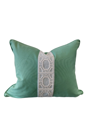 Magnolia Green and Blue Applique Cushion 50cm x 60cm