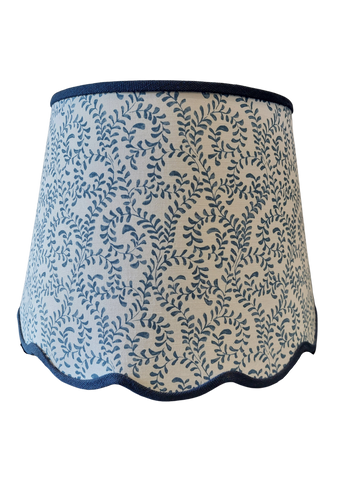 Magnolia Navy Curled Fern Scallop Lamp Shade