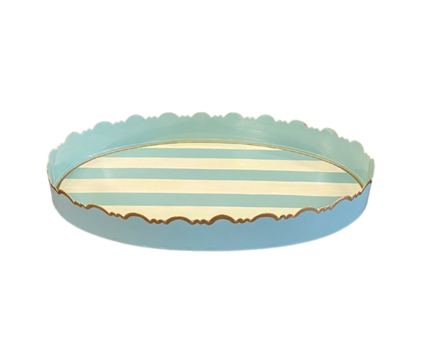 Aqua Stripe Tray, Small