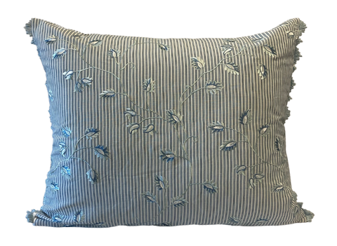 Magnolia Blue Leaf Fringed Cushion 50cm x 60cm