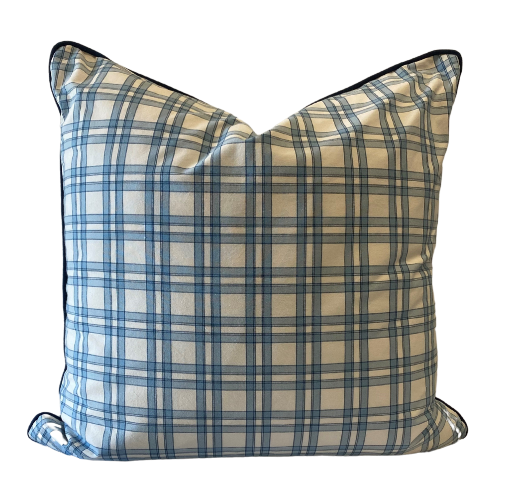 Magnolia Blue/Navy Check Cushion 60cm x 60cm