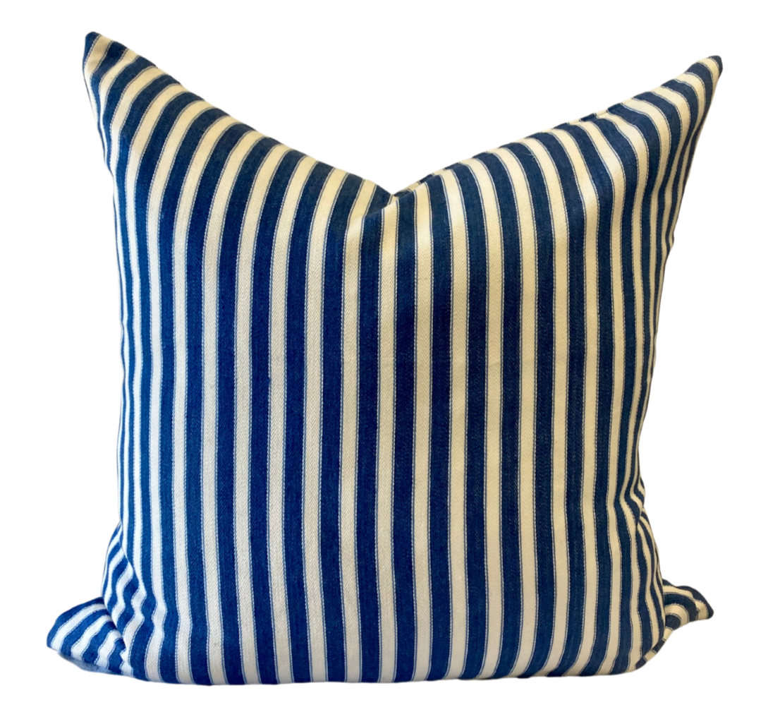 Indigo Pyjama Stripe Cushion 60x60cm