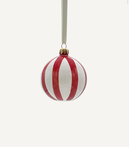 Red Stripes Christmas Bauble