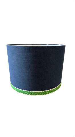 Navy Green Leaf Lampshade