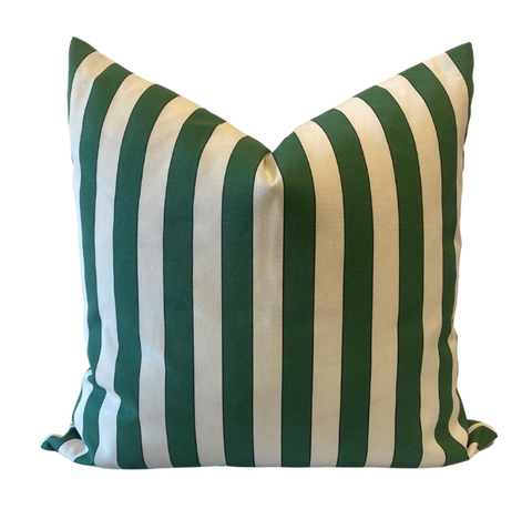 Green & White Garden Stripe Cushion