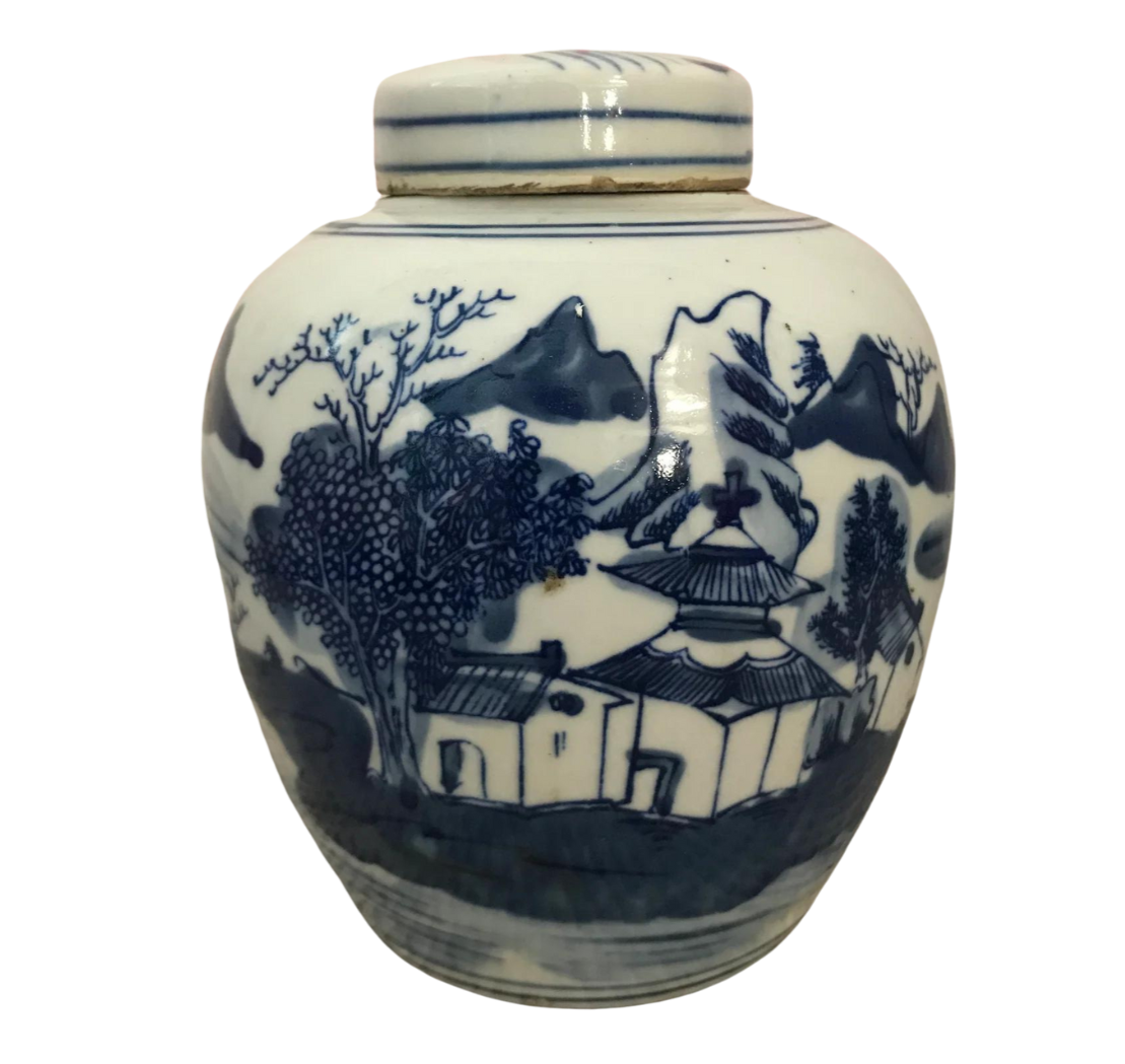 16cmH Blue & White Ginger Jar Style B