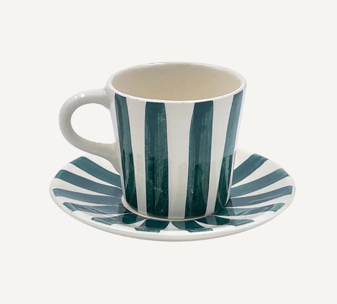 Green Stripes Espresso Cup and Saucer