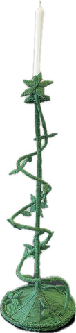 Green vine beaded Candlestick - large