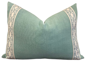 Jade Linen Trellis Cushion 45x60cm