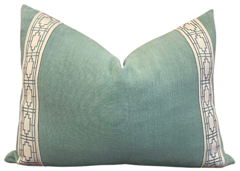 Jade Linen Trellis Cushion 45x60cm