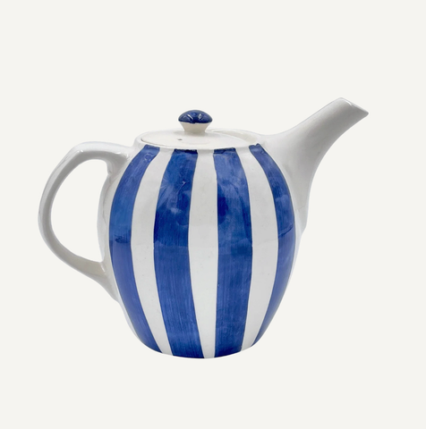 Navy Blue Stripes Teapot