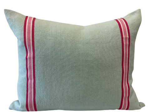 Peony Stripe Aqua Cushion 50cm x 60cm