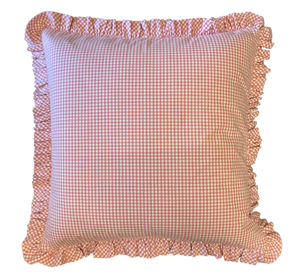 Pink Gingham Ruffle Cushion 65x65cm