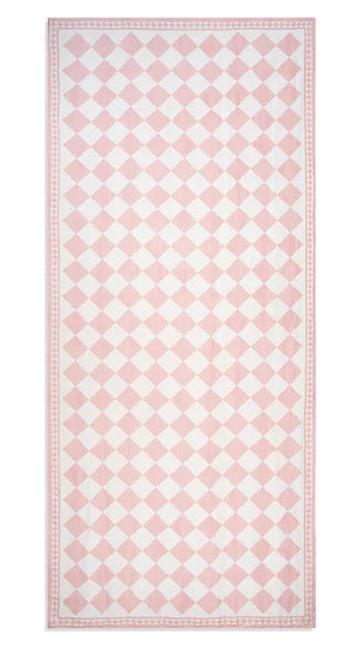 Pink Check Linen Tablecloth