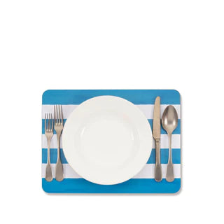 Blue Stripe Cork-Backed Placemat