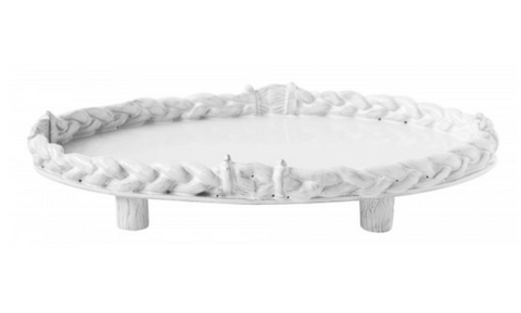 Oval herbal Braid Platter with feet