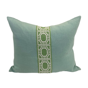 Seafoam with Green Applique Cushion 50cm x 60cm