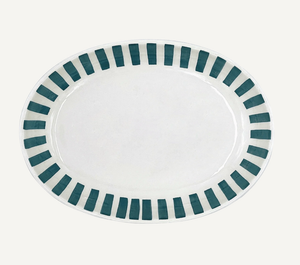 Small Green Stripes Oval Platter