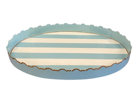 Aqua Stripe Tray, Large