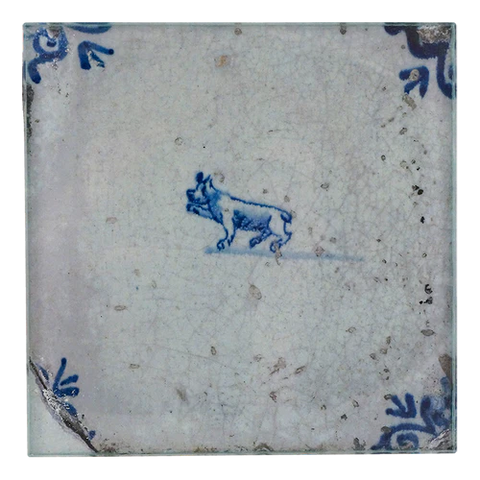 Delft Tile - Dog 6" Spoon Rest