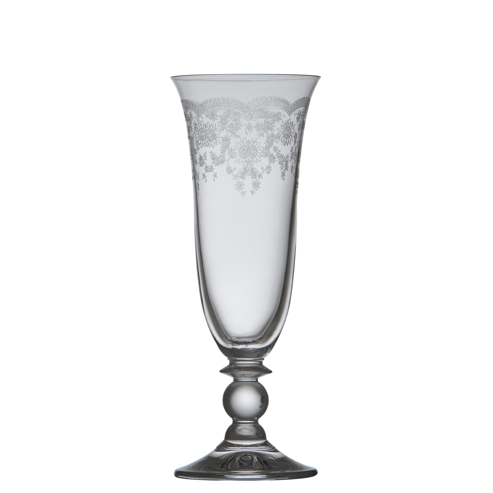 Floral Engraved Champagne Glass