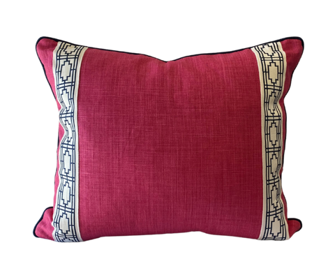 Magnolia Pink/Navy Trellis Cushion 50x60cm