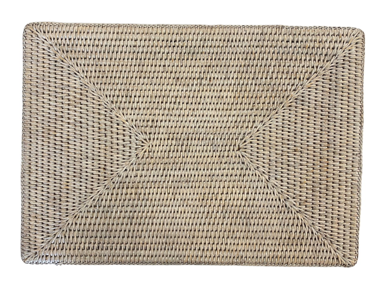 Rectangle Rattan Placemat - White Wash