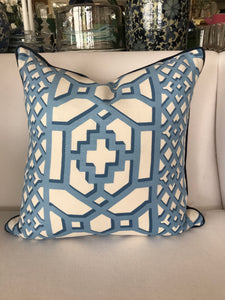 Magnolia Sky Blue/Navy Trellis 55cm x 55cm cushion