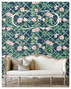 Magnolia Treillage Wallpaper