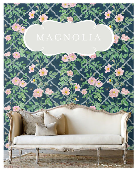 SAMPLE PACK - Magnolia Treillage Wallpaper