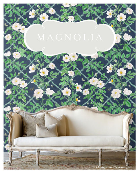 SAMPLE PACK - Magnolia Treillage Wallpaper