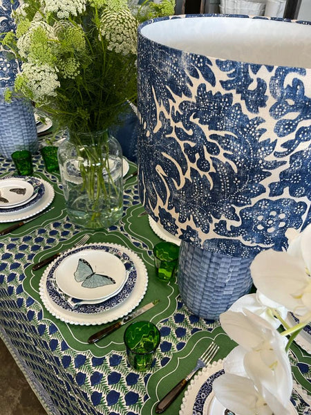 Magnolia Blue Lotus Cotton Tablecloth