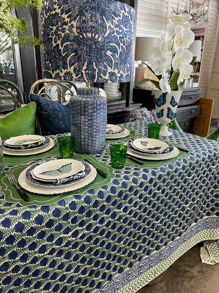 Magnolia Blue Lotus Cotton Tablecloth