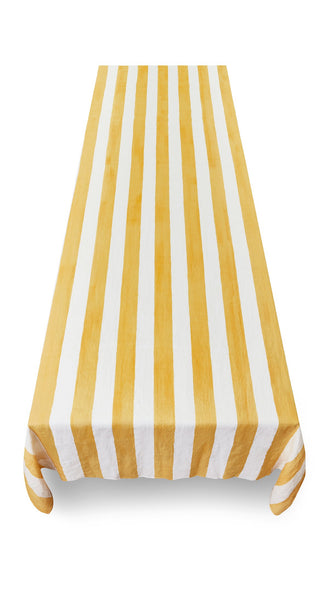 Yellow Striped Linen Tablecloth